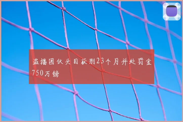 盗播团伙头目获刑23个月并处罚金750万镑